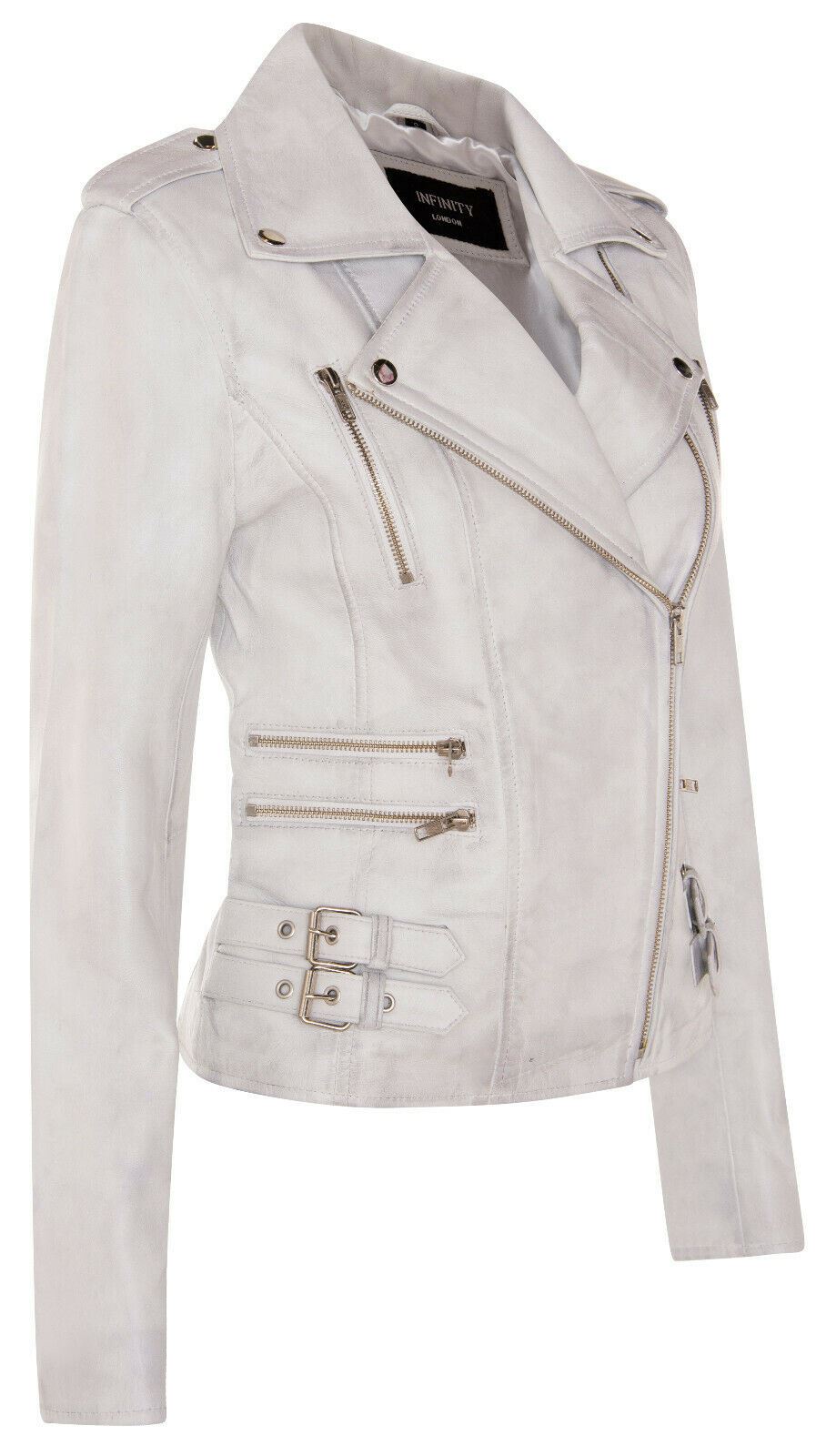 Womens Leather Brando Biker Jacket - Orlando