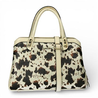 Laura Vita Aramis-08 Womens Tan Floral Print Adjustable Straps Shoulder Tote Handbag