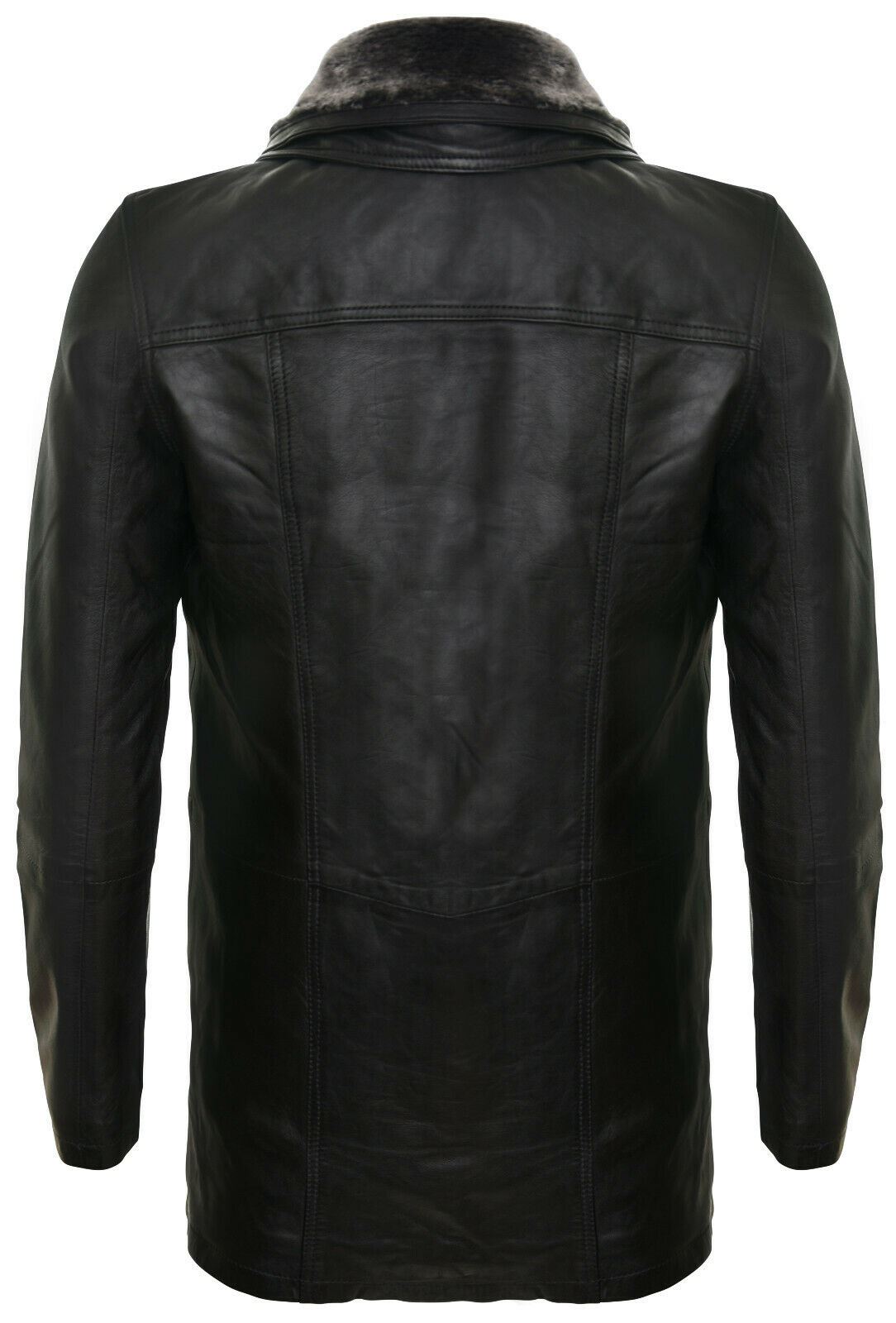 Mens Mid-Length Leather Trench Overcoat-Elland