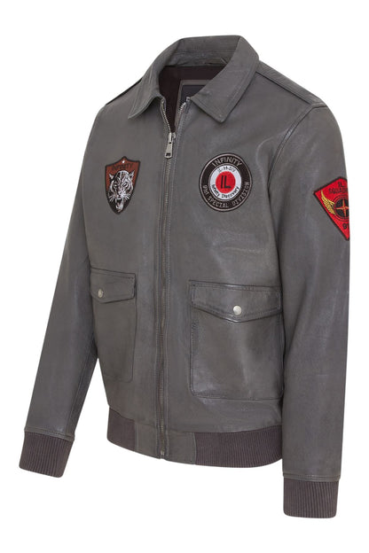 Men’s Leather Bomber G-1 Aviator Collar Jacket  - Maverick
