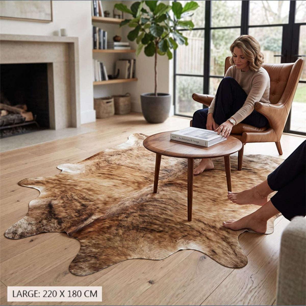 Natural Cow Leather Cowhide Hairon Rug - Light Brindle