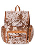 Deluxe Tan Brown Leather Backpack Bag Genuine Cowhide & Cow Fur Travel Rucksack - Upperclass Fashions 