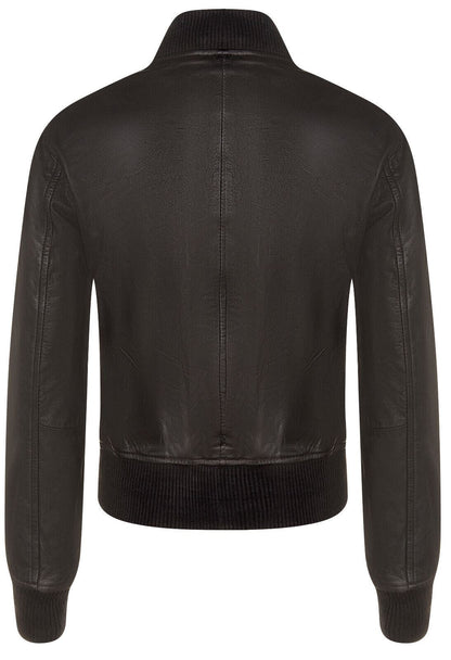 Womens Classic MA-1 Leather Bomber Jacket-Newcastle