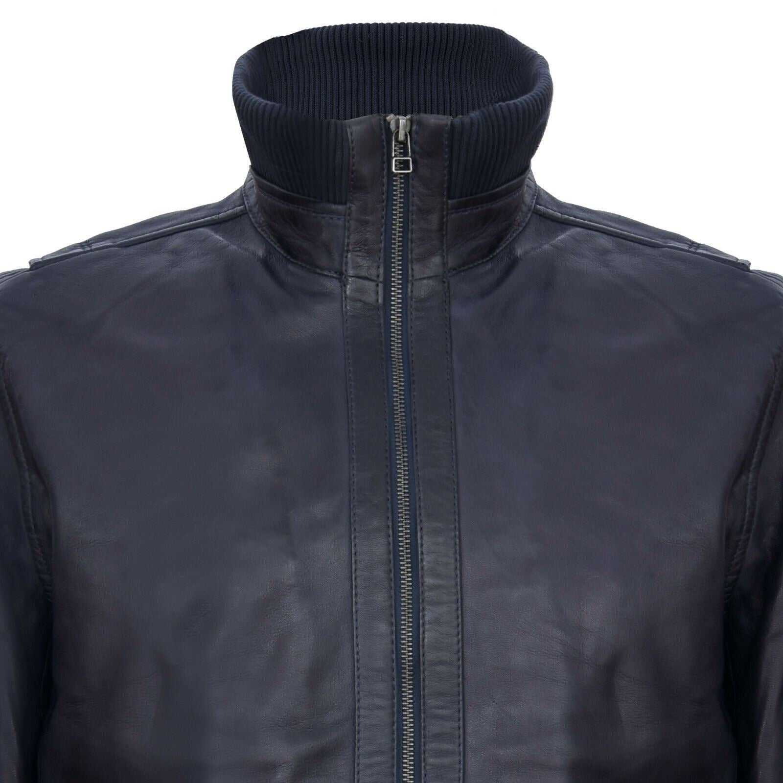 Mens Smart Leather Varsity Bomber Jacket-Chesterfield