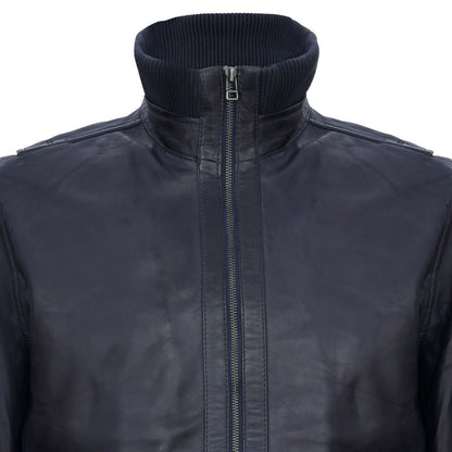 Mens Smart Leather Varsity Bomber Jacket-Chesterfield