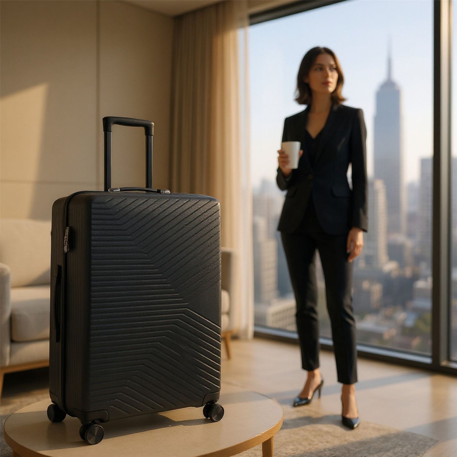 Junee Medium Hard Shell Suitcase in Black