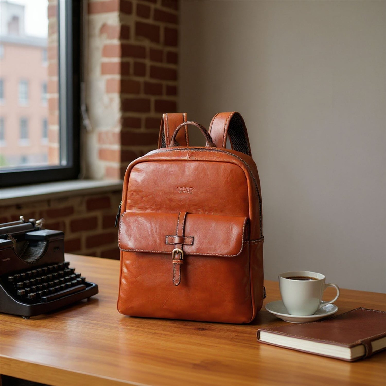 Genuine Leather Tan Vintage Laptop Backpack Travel Bag - Cove