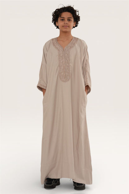 Kids Boys Moroccan Thobe Robe Djellaba Gandoura Eid Jubba- K-HM66