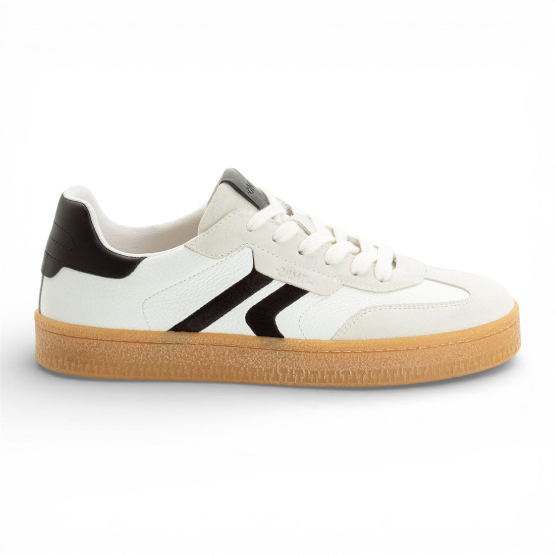 Tamaris Men’s White Leather Black Stripe Trainer Sneaker Shoes