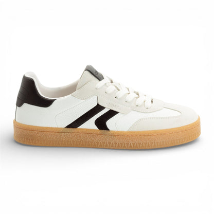 Tamaris Men’s White Leather Black Stripe Trainer Sneaker Shoes