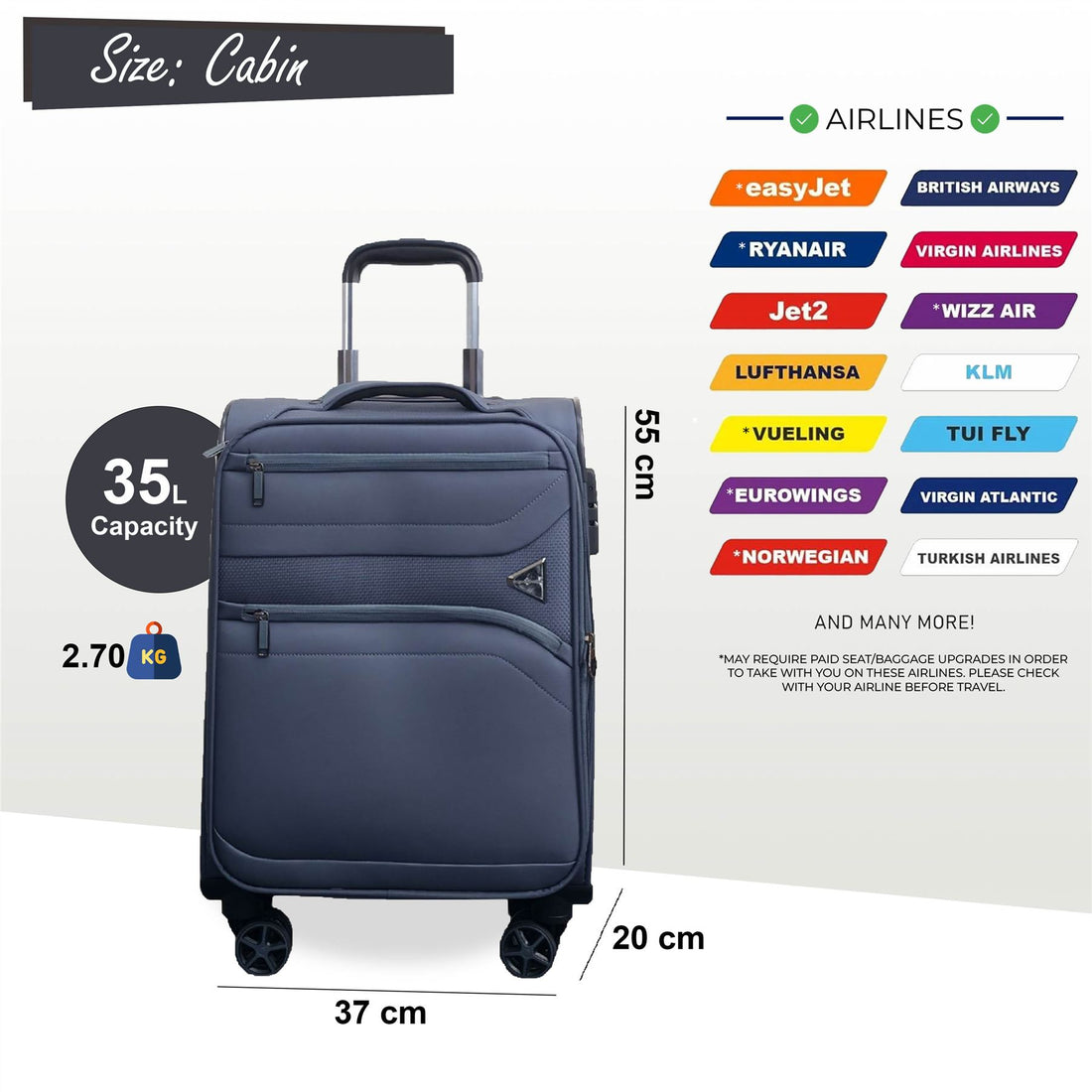 Corby Cabin Soft Shell Suitcase in Grey