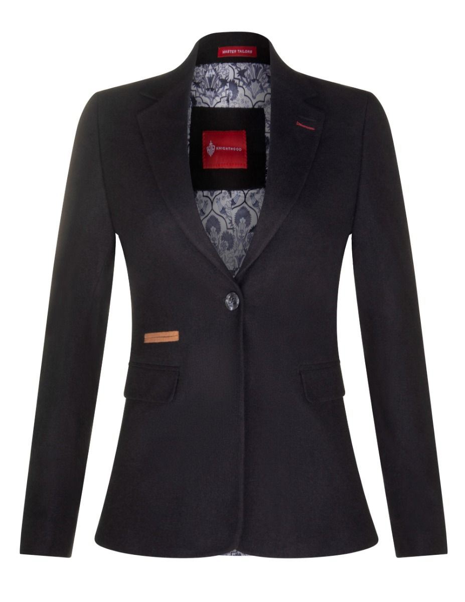 Womens 1920s Black Wool Classic Retro Vintage Blazer