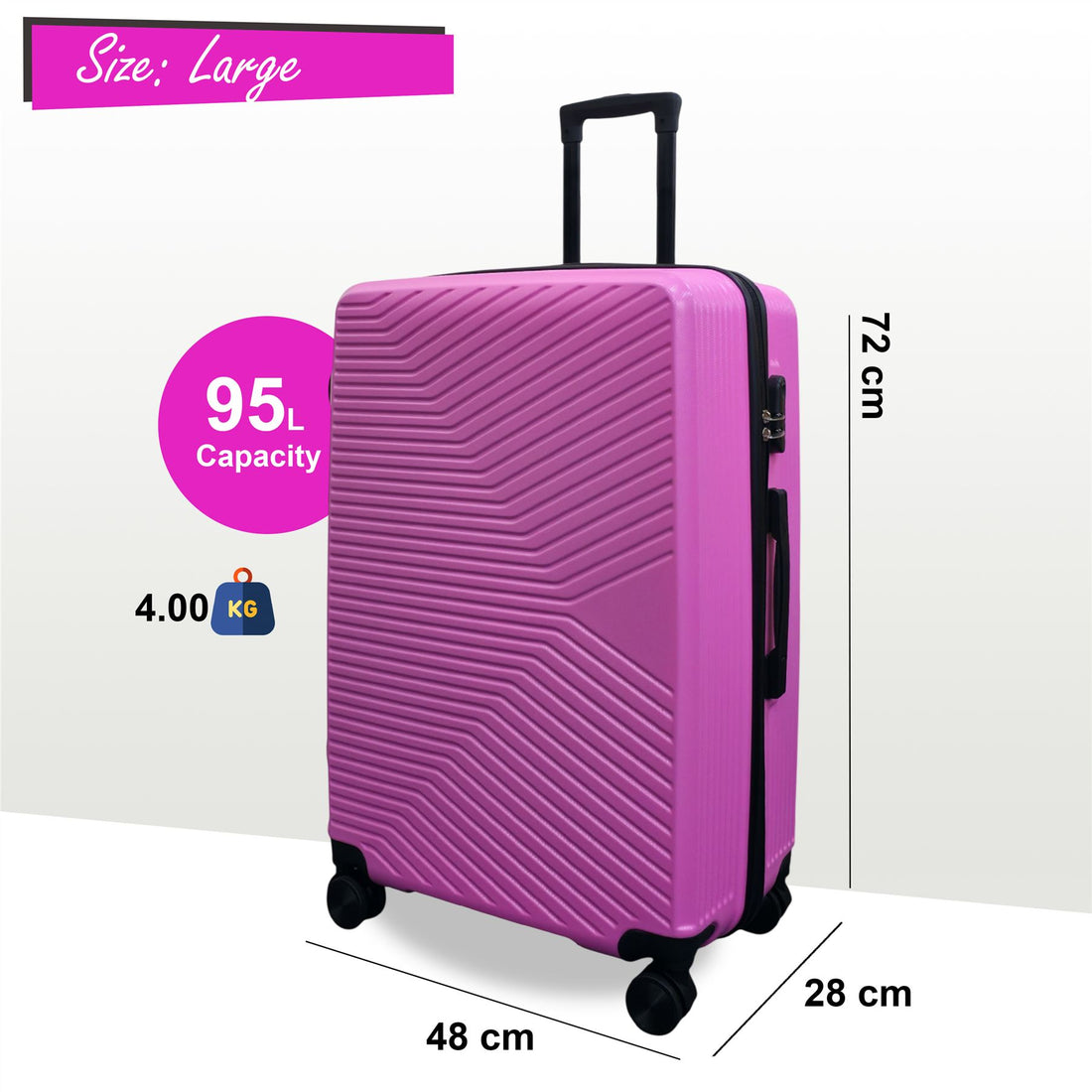 Junee Large Hard Shell Suitcase in Pink