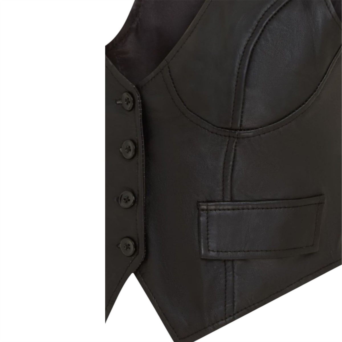 Womens Red Leather Waistcoat Biker Vest - MAM-WC