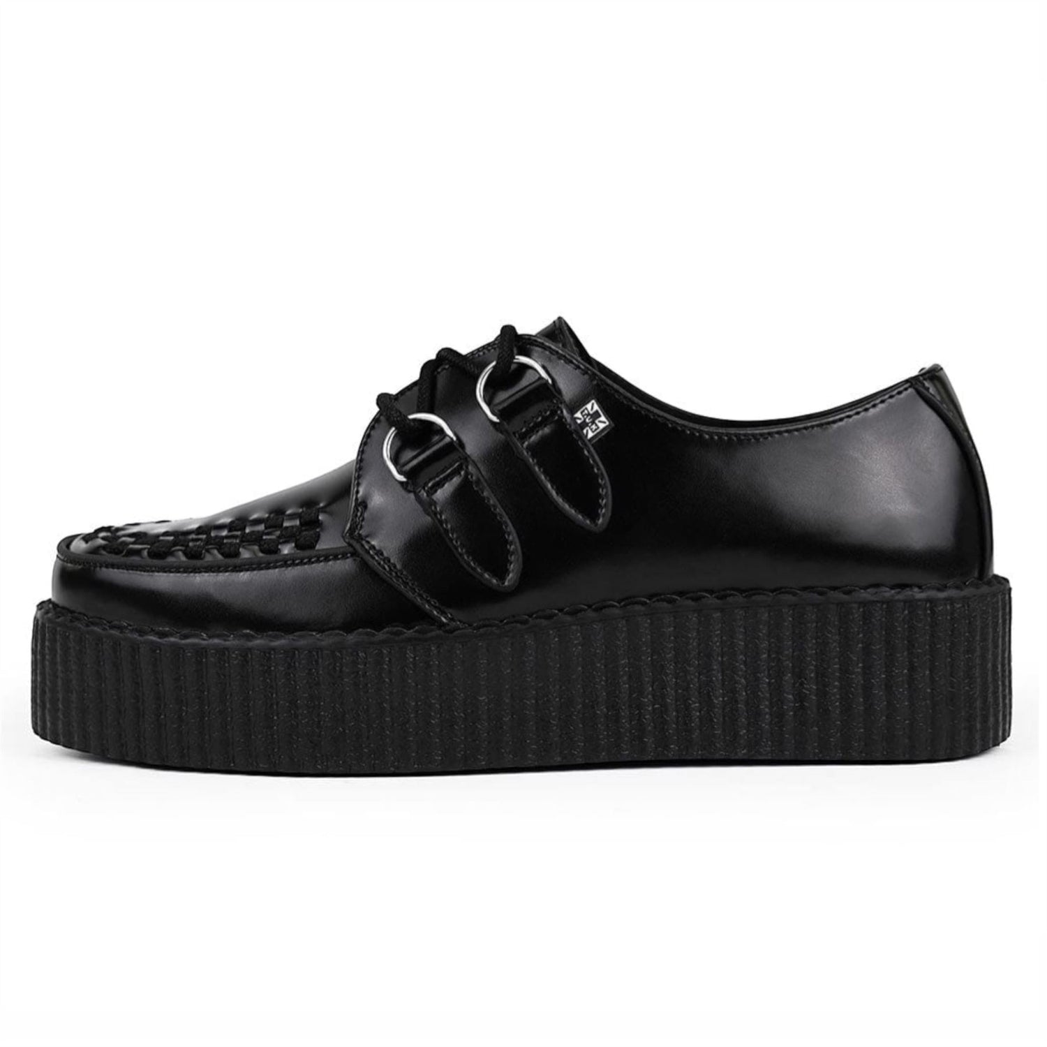 TUK Viva High Creeper Black Leather Platform Lace-Up Goth Shoes - AV6802