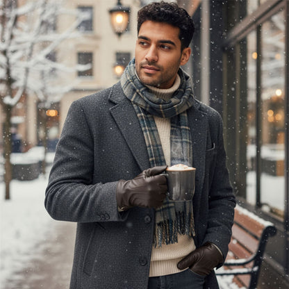 Men’s Italian Leather Warm Wool Lining Winter Gloves - M-LGV-305