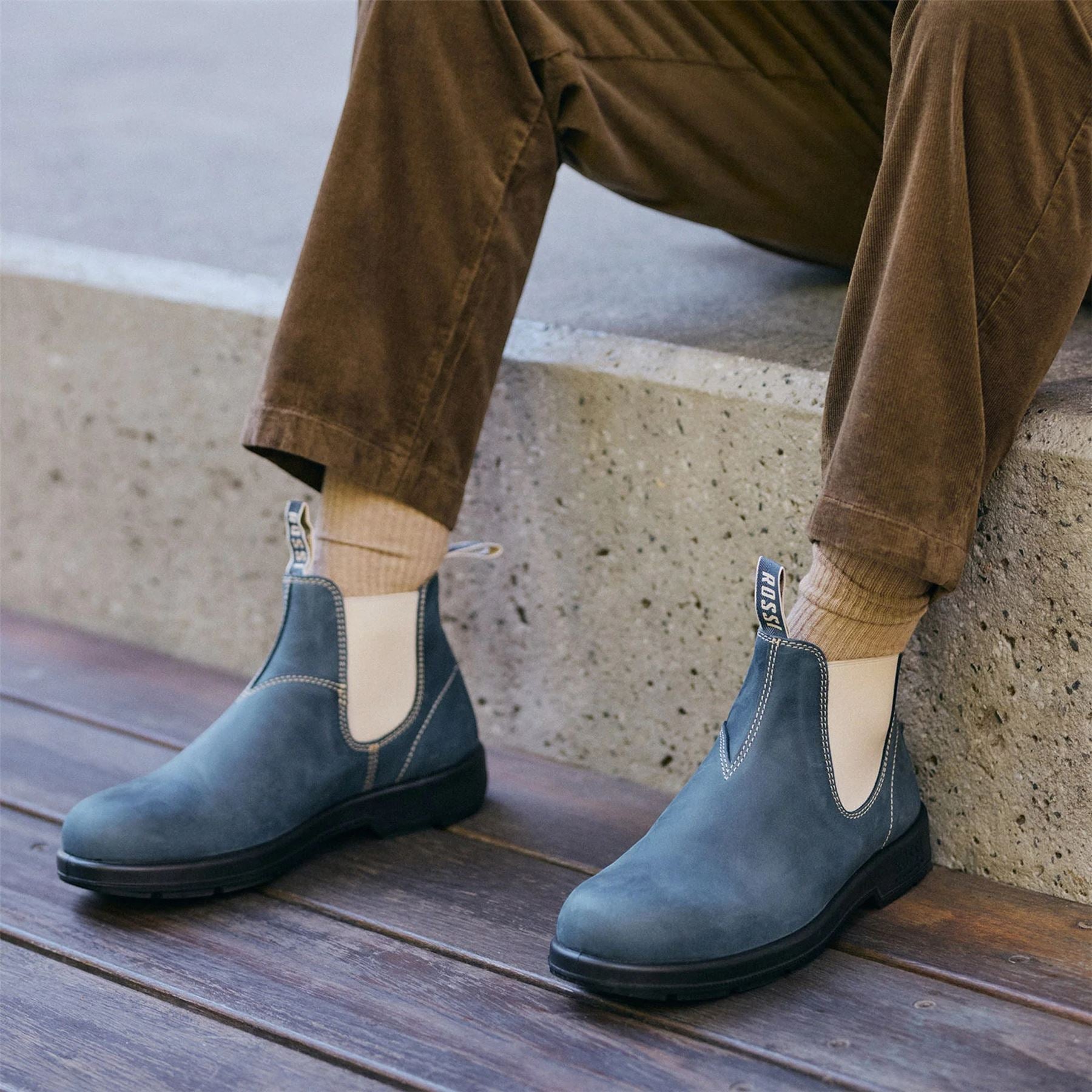 Rossi 404 Storm Blue Leather Outdoor Chelsea Boots - Spinifex