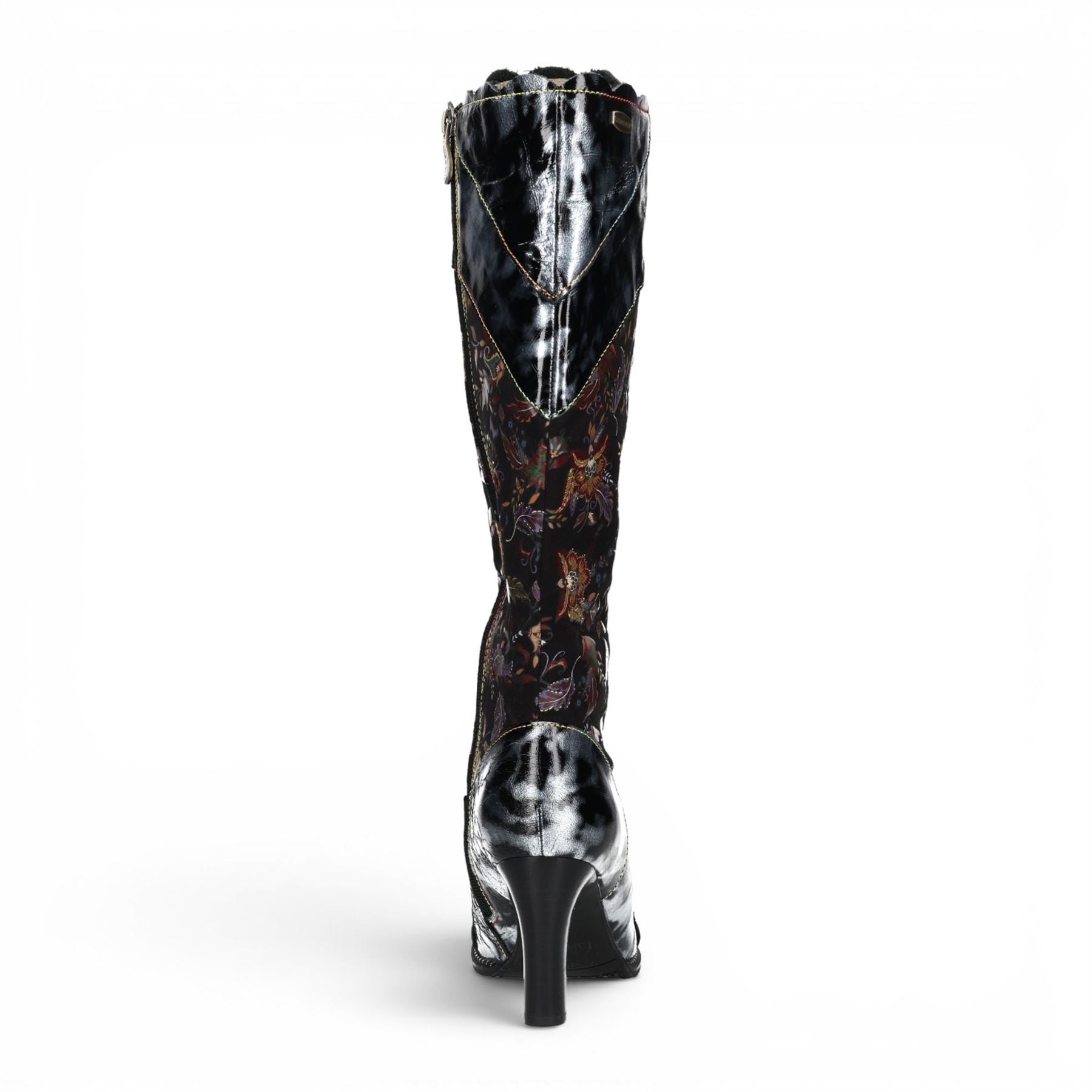 Laura Vita Womens Victorian Black Leather Lace-Up Long Heel High Boots - Alcbaneo-158