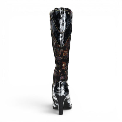 Laura Vita Womens Victorian Black Leather Lace-Up Long Heel High Boots - Alcbaneo-158