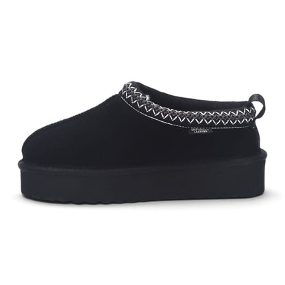 Women’s Black Genuine Sheepskin Real Fur Winter Platform Slippers - Polar