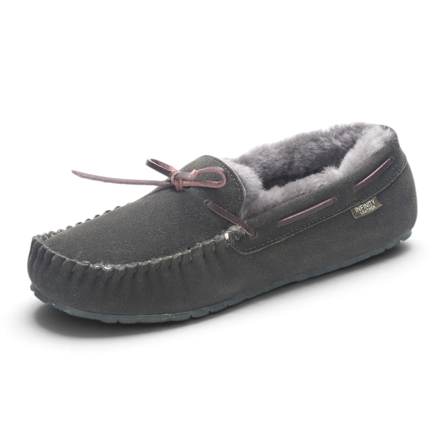 Men’s Olive Green Genuine Sheepskin Moccasin Winter Slippers - Flint