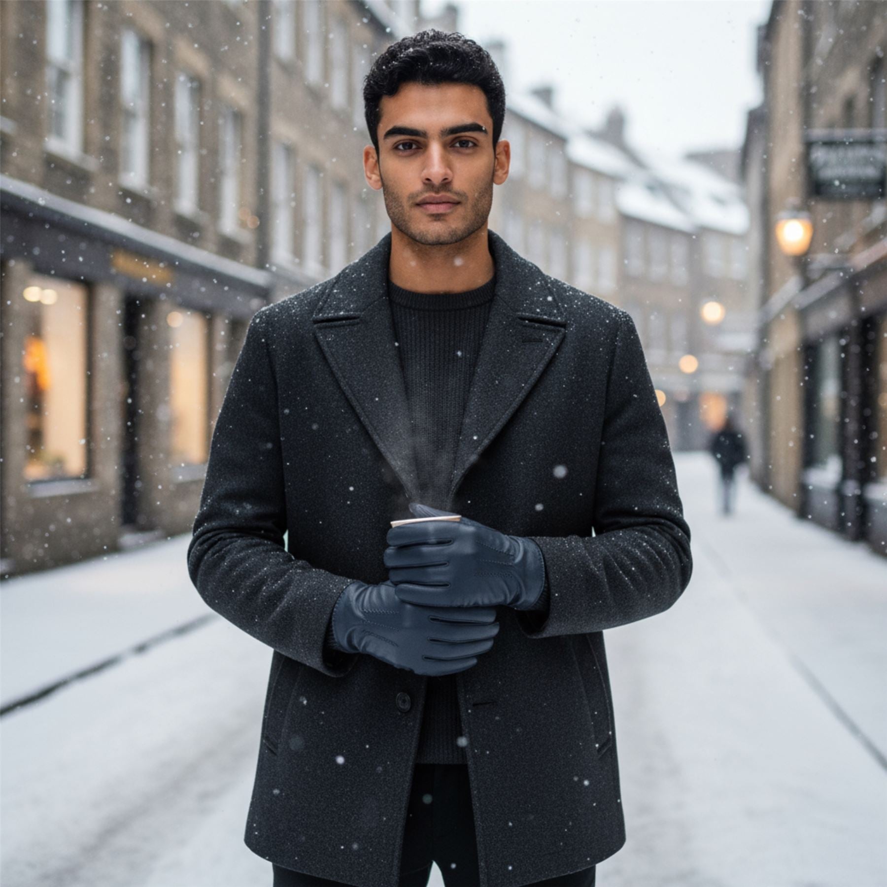 Men’s Italian Leather Warm Wool Lining Winter Stich Design Gloves - M-LGV-205