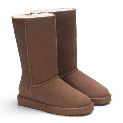 Women’s Chestnut Genuine Sheepskin Fur-Lined Winter Mid-Calf Boots