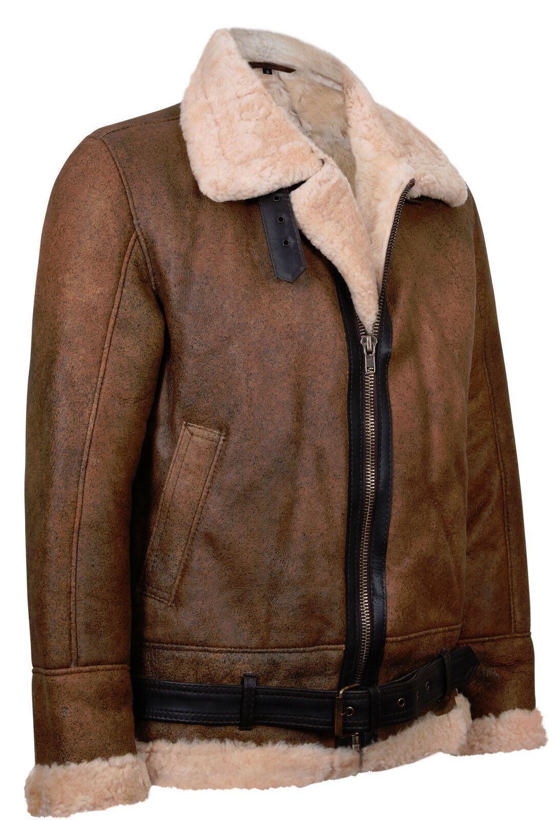 Mens Vintage Brown Sheepskin Flying Jacket- Huntingdon
