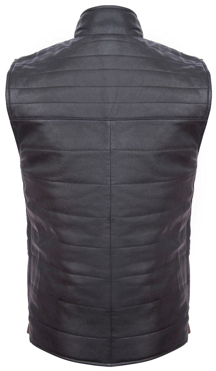 Mens Dual-sided Black and Brown Leather Gilet-Grassington