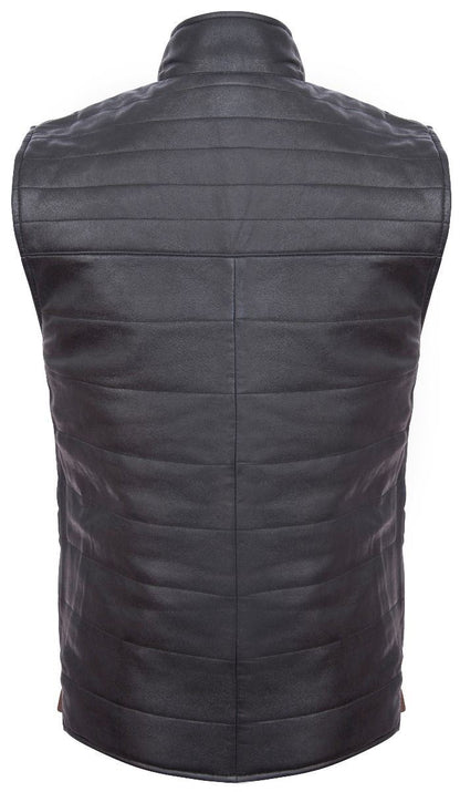 Mens Dual-sided Black and Brown Leather Gilet-Grassington