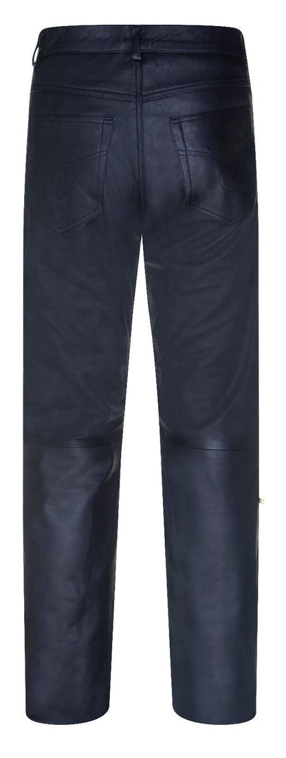 Mens Comfort Leather Zip Jeans-Harlow