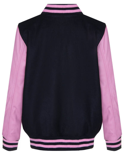 Kids Varsity Bomber Jacket with Real Leather Sleeves 3-13 yrs