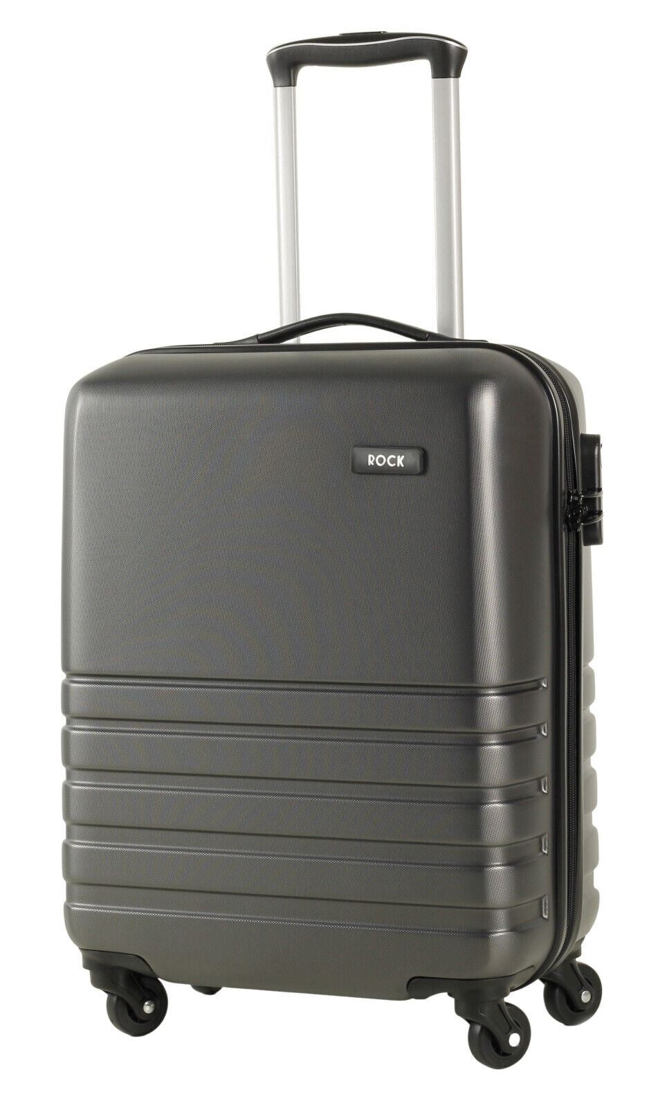 Hard Shell Charcoal Suitcase Set 4 Wheel Cabin Luggage Trolley Travel Bag