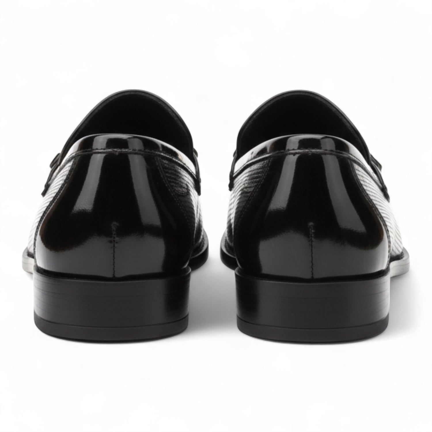 Mens Black Patent Faux Leather Formal Loafers Shoes
