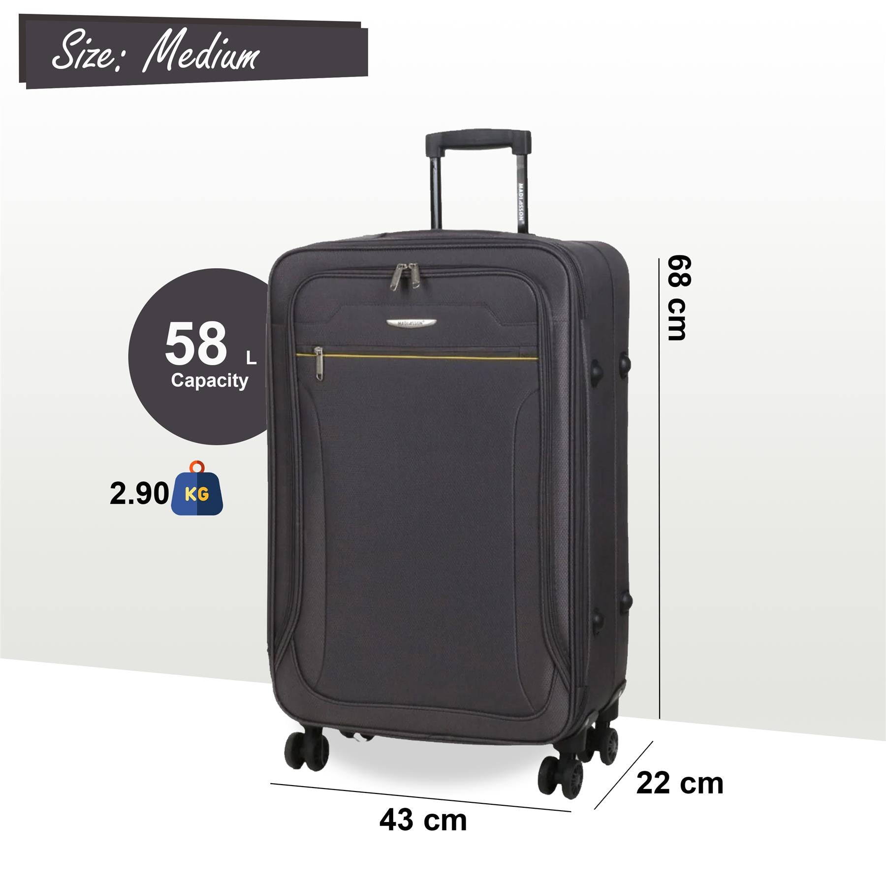 Calera Medium Soft Shell Suitcase in Grey