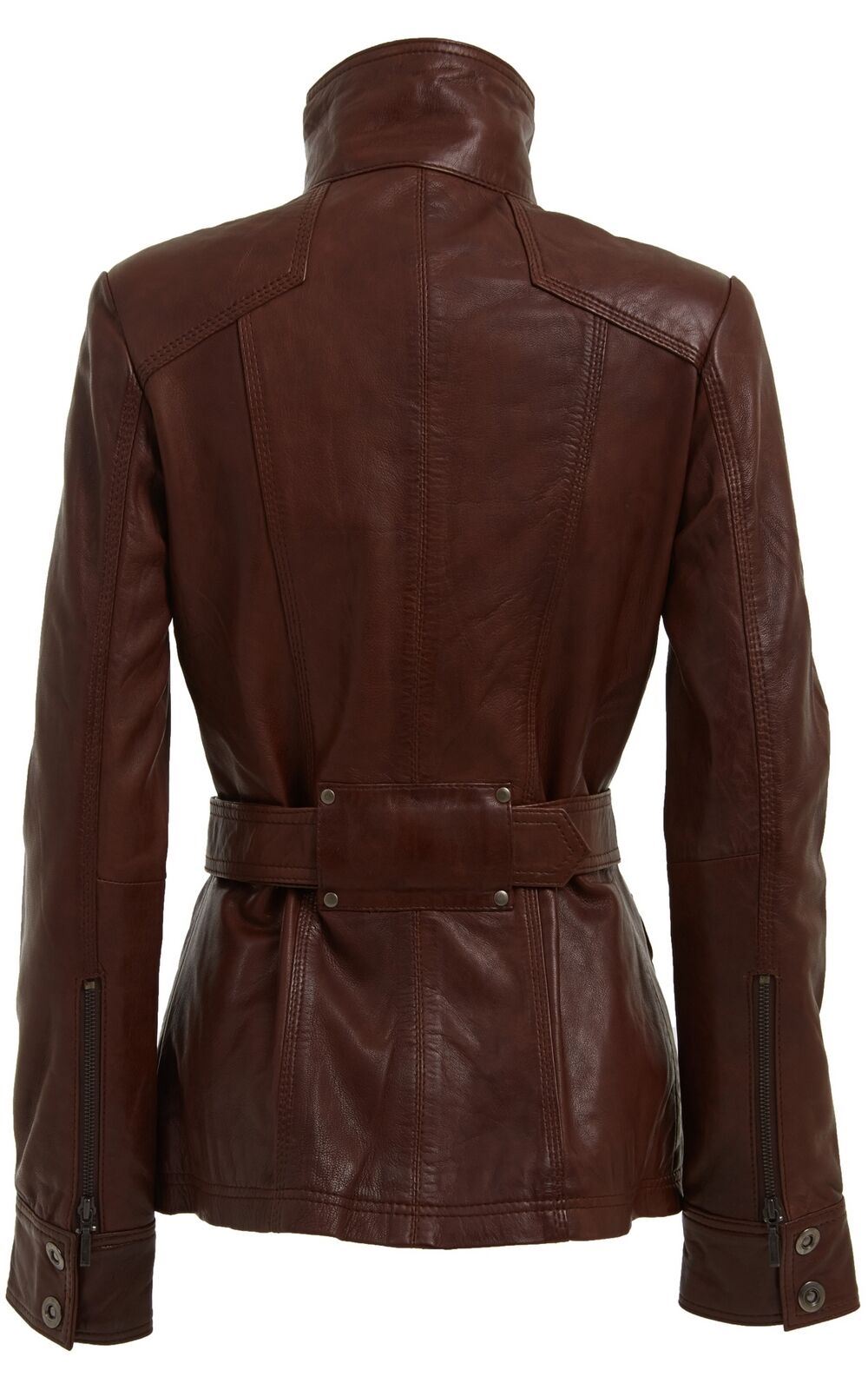 Womens Leather Military-Inspired Biker Jacket-Middleton