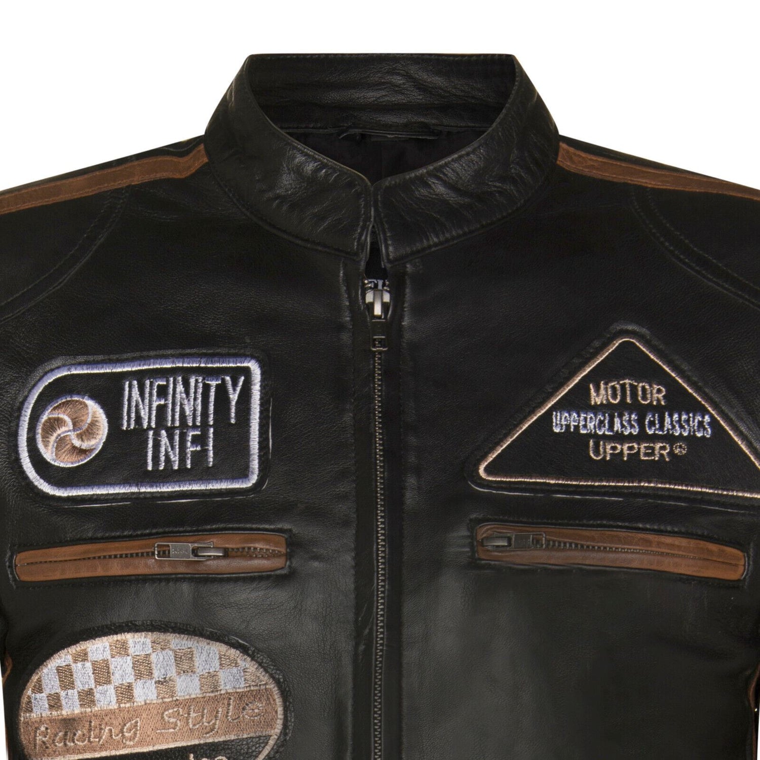 Mens Versatile Leather Biker Jacket-Stone