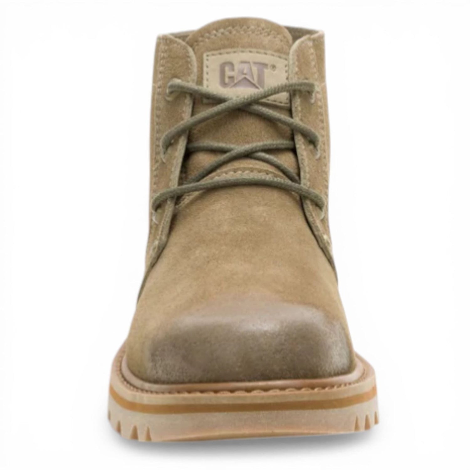 CAT (Caterpillar) Taupe Brown Leather Hiking Mid-Cut Chukka Ankle Boots - Grader