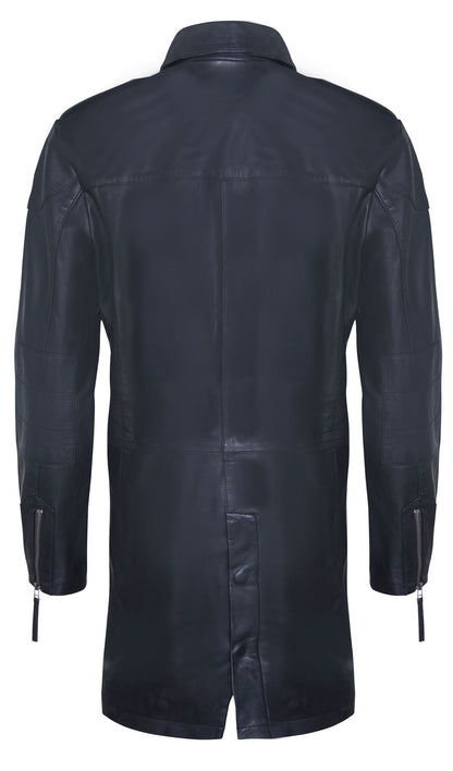 Mens Long Leather Trench Coat-Filton