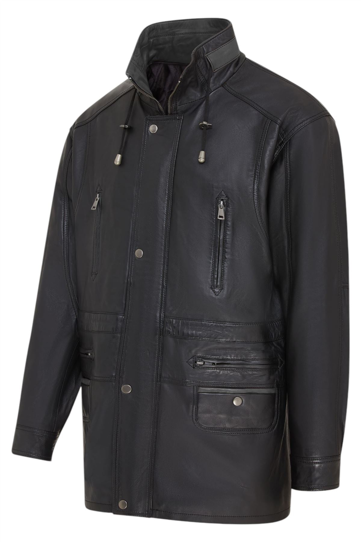 Mens Soft Italian Leather Parka Coat-Winnipeg