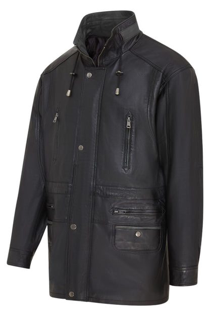 Mens Soft Italian Leather Parka Coat-Winnipeg