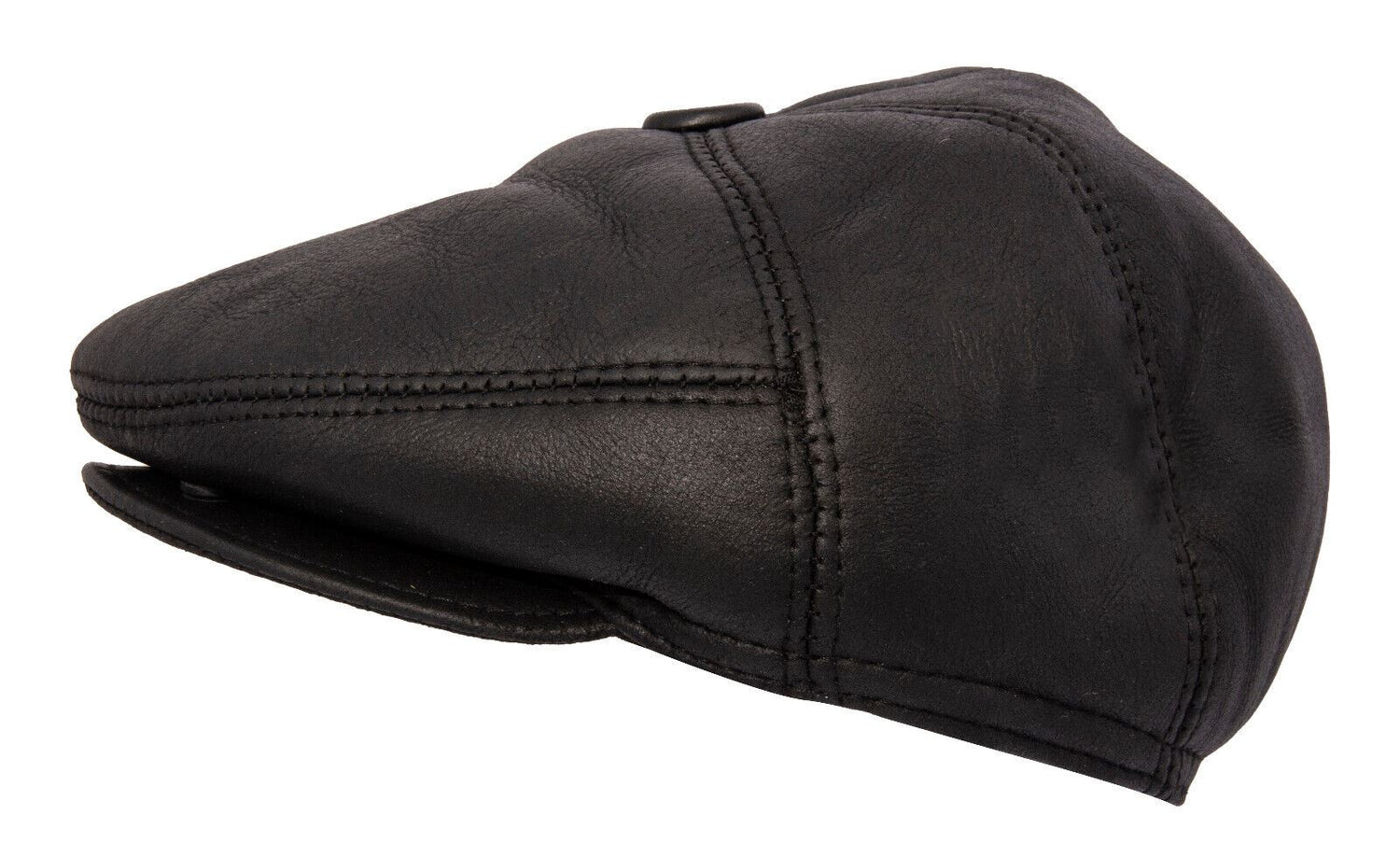 Mens Leather Black Flat Cap Hat Peaky Blinders Winter Beret