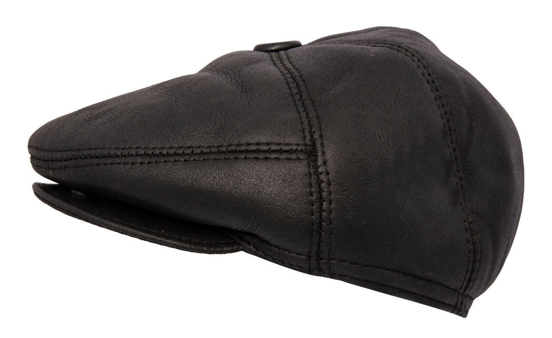 Mens Leather Black Flat Cap Hat Peaky Blinders Winter Beret Newsboy Gatsby Golf