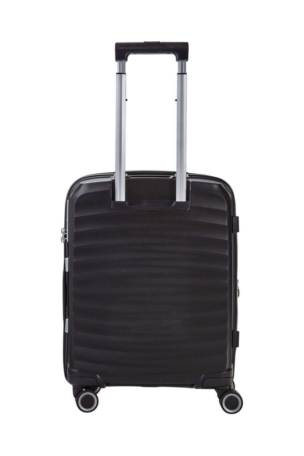 Hard Shell Classic Black Suitcase Set 8 Wheel Cabin Luggage Trolley Travel Bag