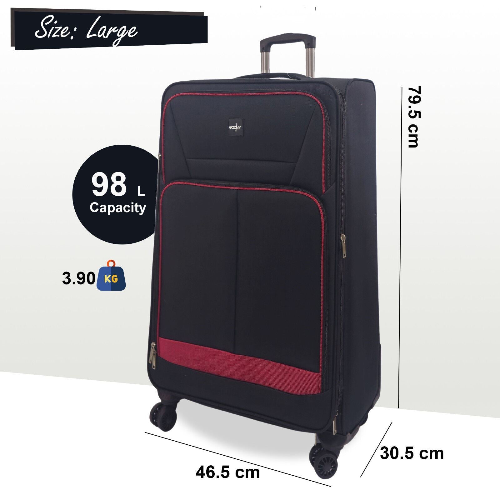 Ashford Large Soft Shell Suitcase in Black