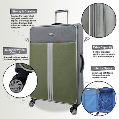 Beaverton Large Soft Shell Suitcase in Grey