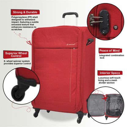 Carrollton Set of 3 Soft Shell Suitcase in Red