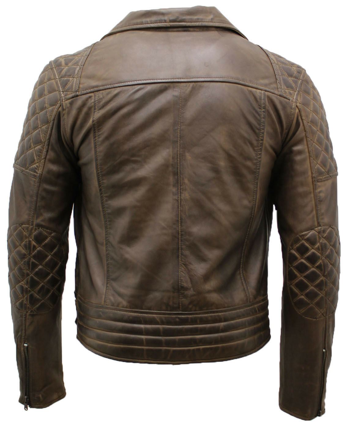 Mens Quilted Leather Biker Jacket-Stonehouse - Upperclass Fashions 