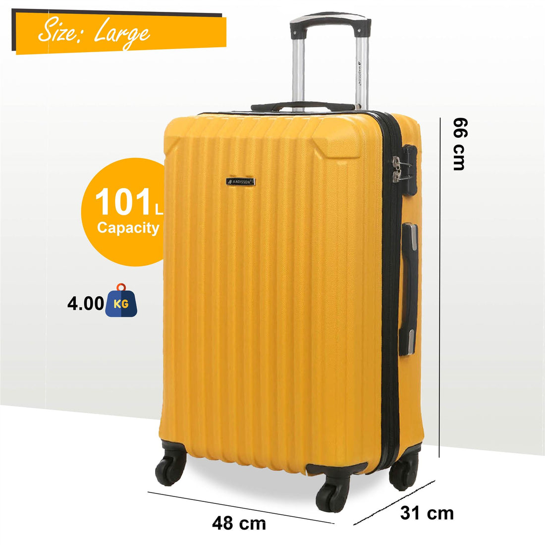 Corowa Large Hard Shell Suitcase in Yellow