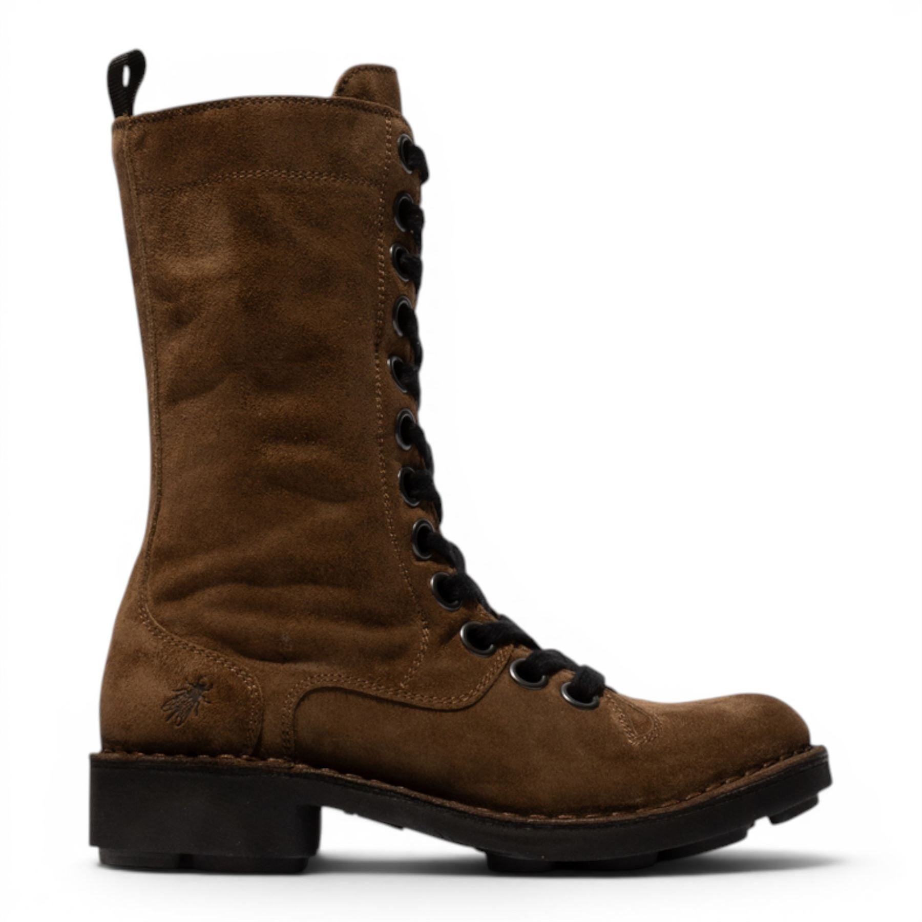 Fly London Women’s Brown Leather Lace-Up Combat Ankle Boots- NOLE176